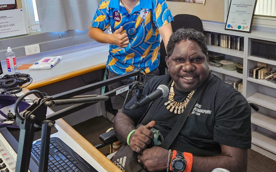 Ethan on Wangki Yupurnanupurru Aboriginal community radio in Fitzroy Crossing